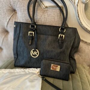 Michael Kors Black Tote with Gold Details